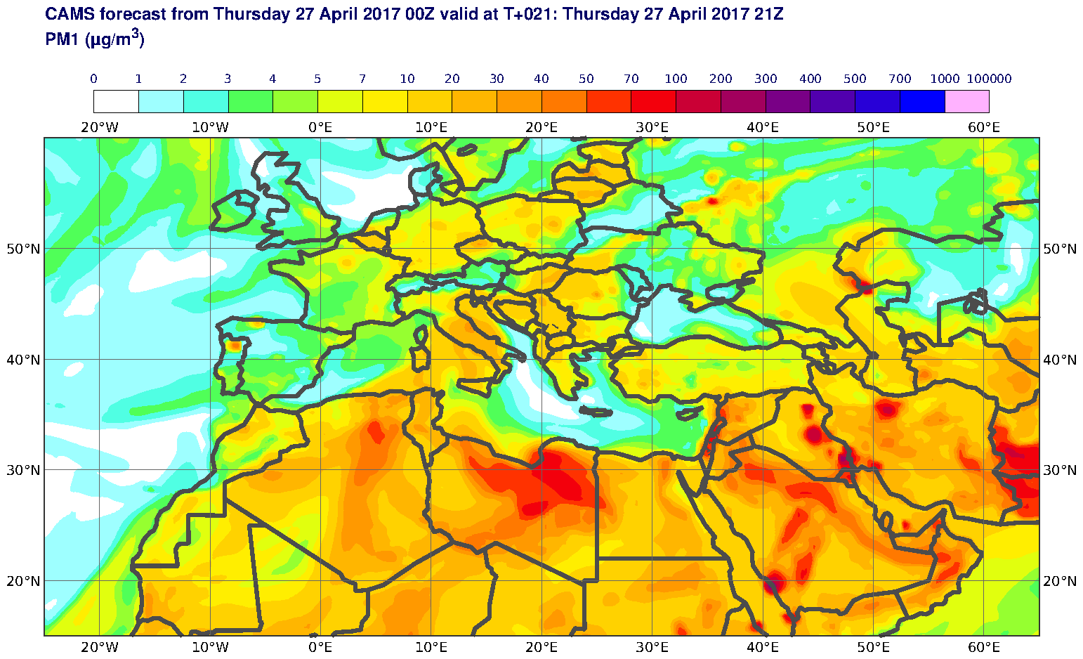 PM1 (μg/m3) valid at T21 - 2017-04-27 21:00