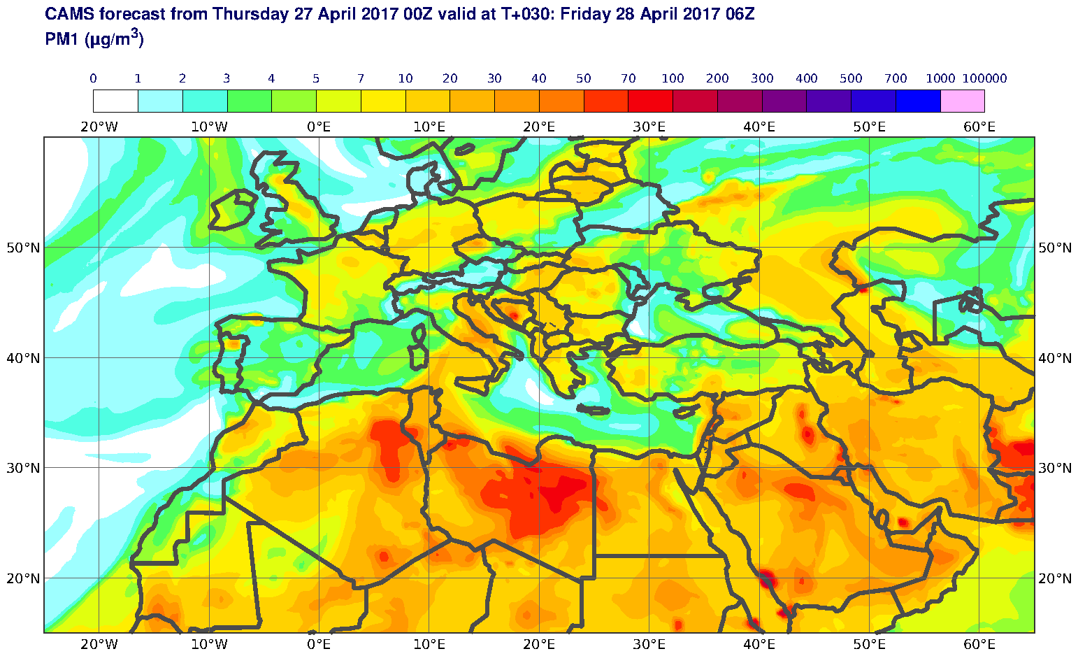 PM1 (μg/m3) valid at T30 - 2017-04-28 06:00