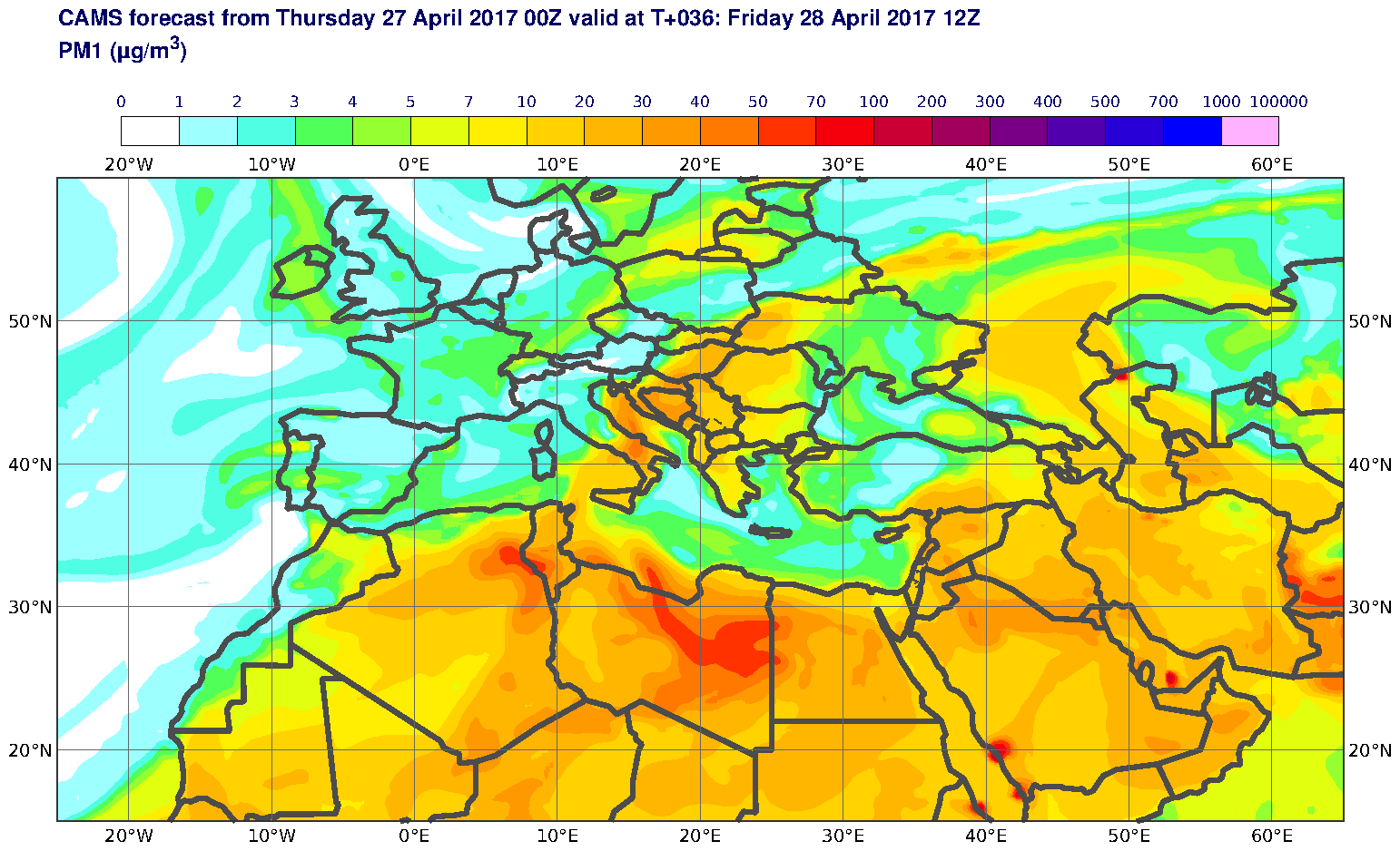 PM1 (μg/m3) valid at T36 - 2017-04-28 12:00