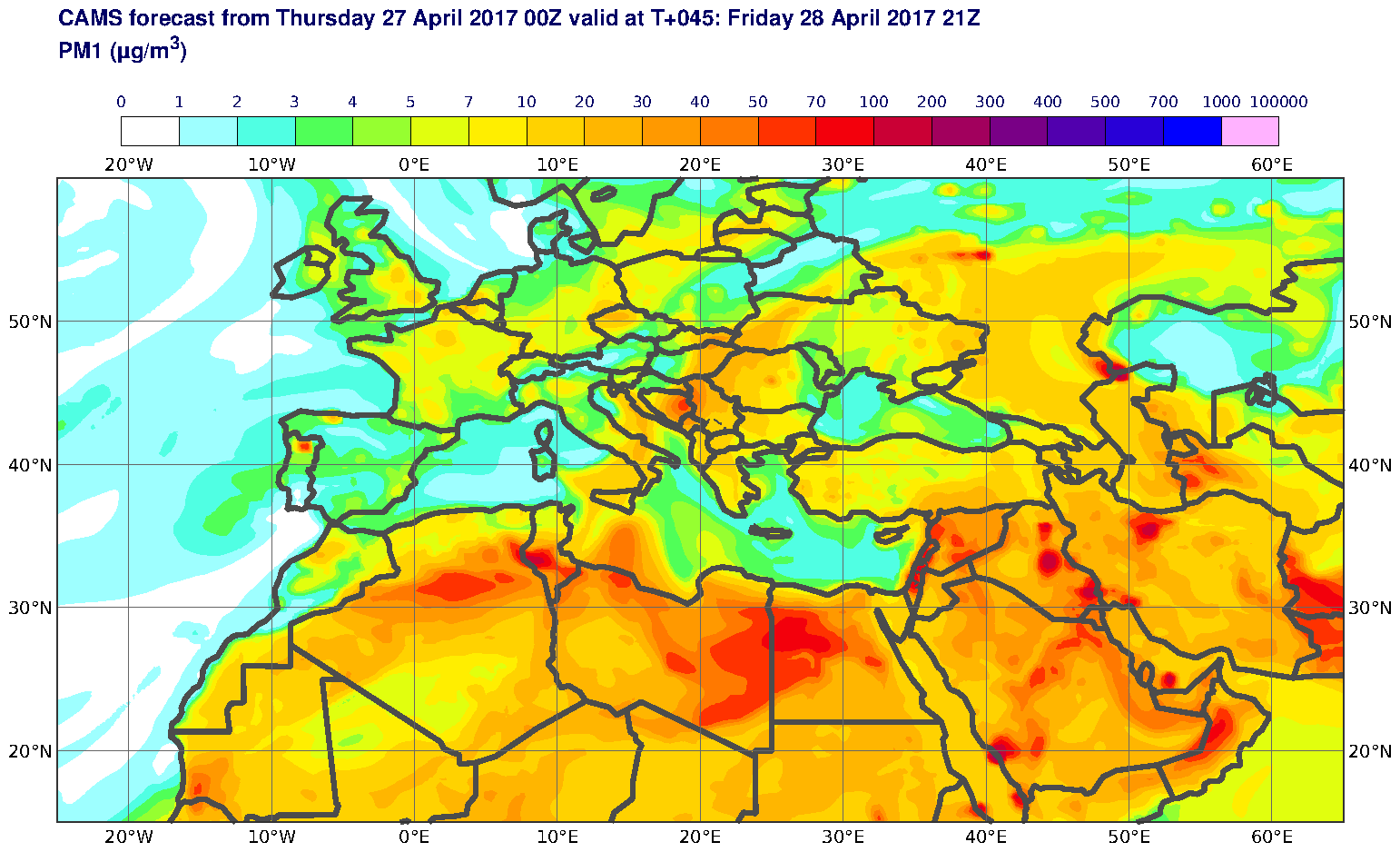 PM1 (μg/m3) valid at T45 - 2017-04-28 21:00