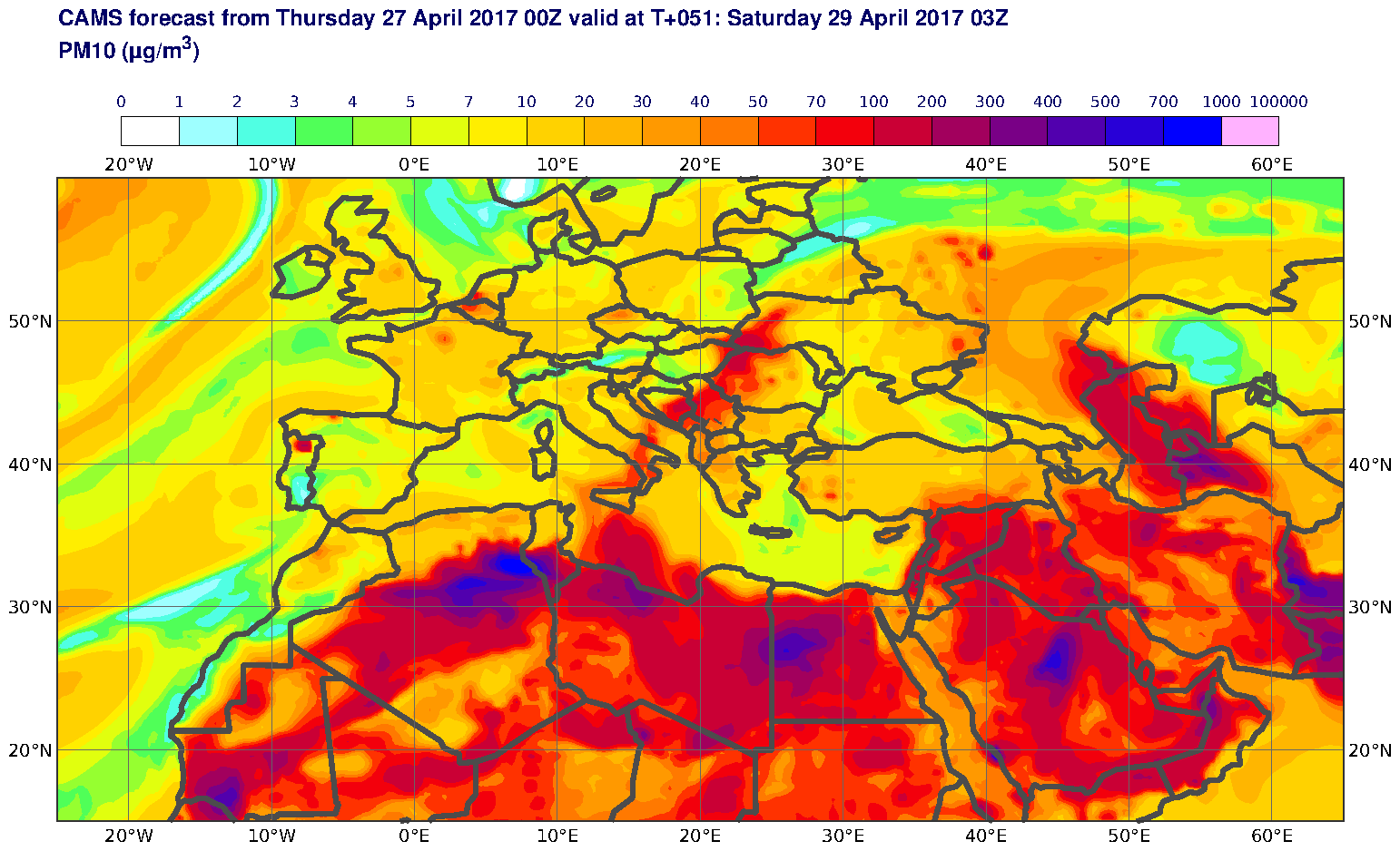 PM10 (μg/m3) valid at T51 - 2017-04-29 03:00