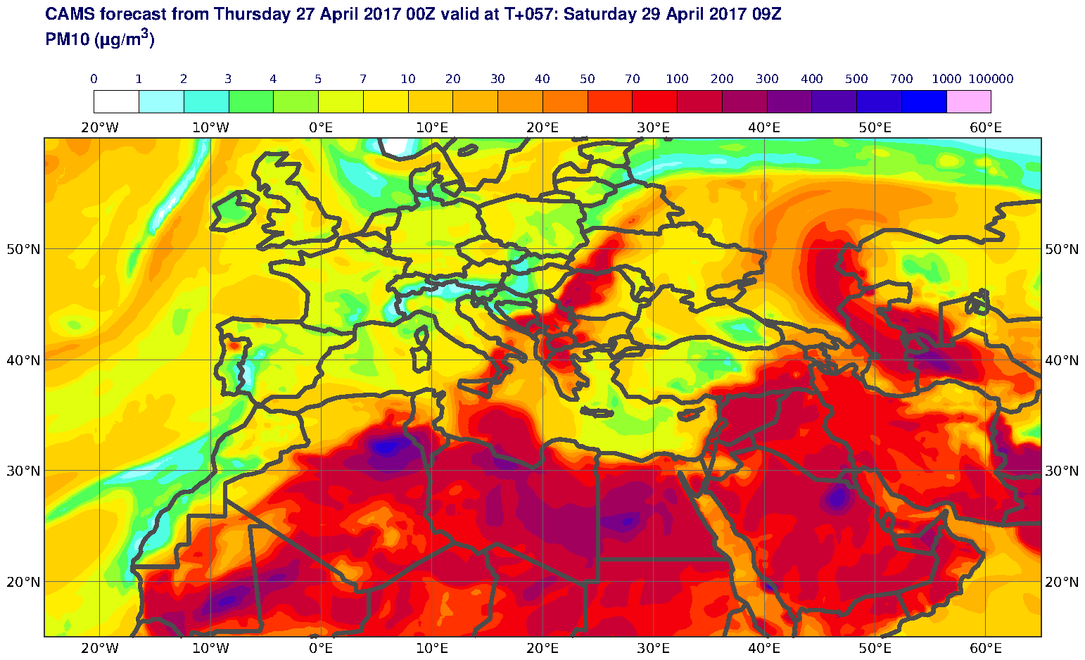 PM10 (μg/m3) valid at T57 - 2017-04-29 09:00