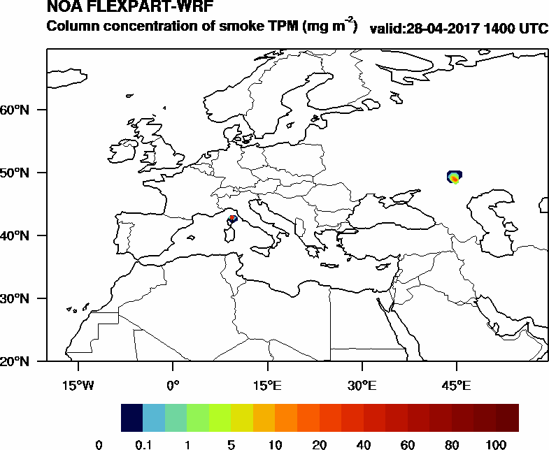 Column concentration of smoke TPM - 2017-04-28 14:00