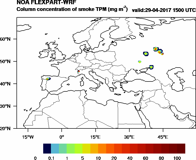 Column concentration of smoke TPM - 2017-04-29 15:00