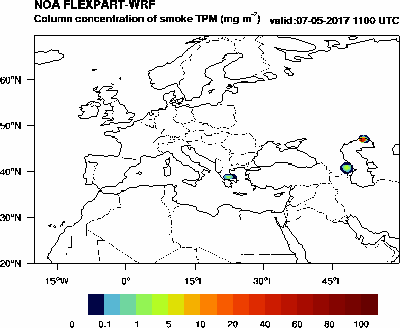 Column concentration of smoke TPM - 2017-05-07 11:00