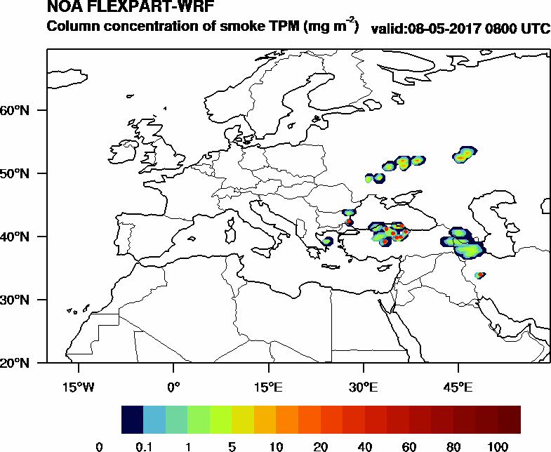 Column concentration of smoke TPM - 2017-05-08 08:00