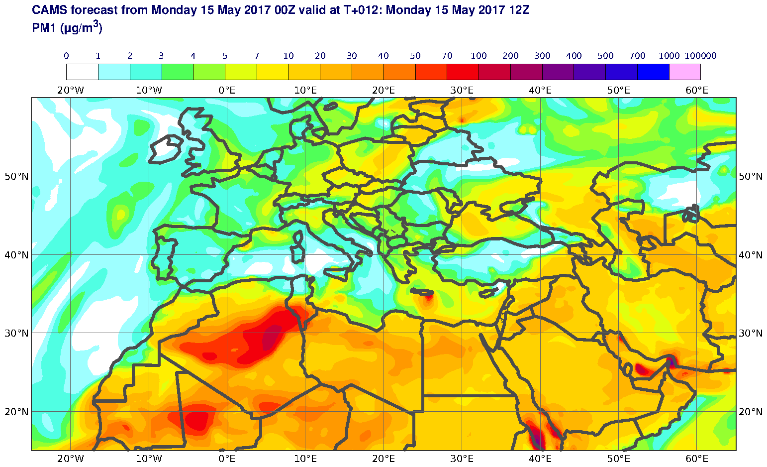 PM1 (μg/m3) valid at T12 - 2017-05-15 12:00