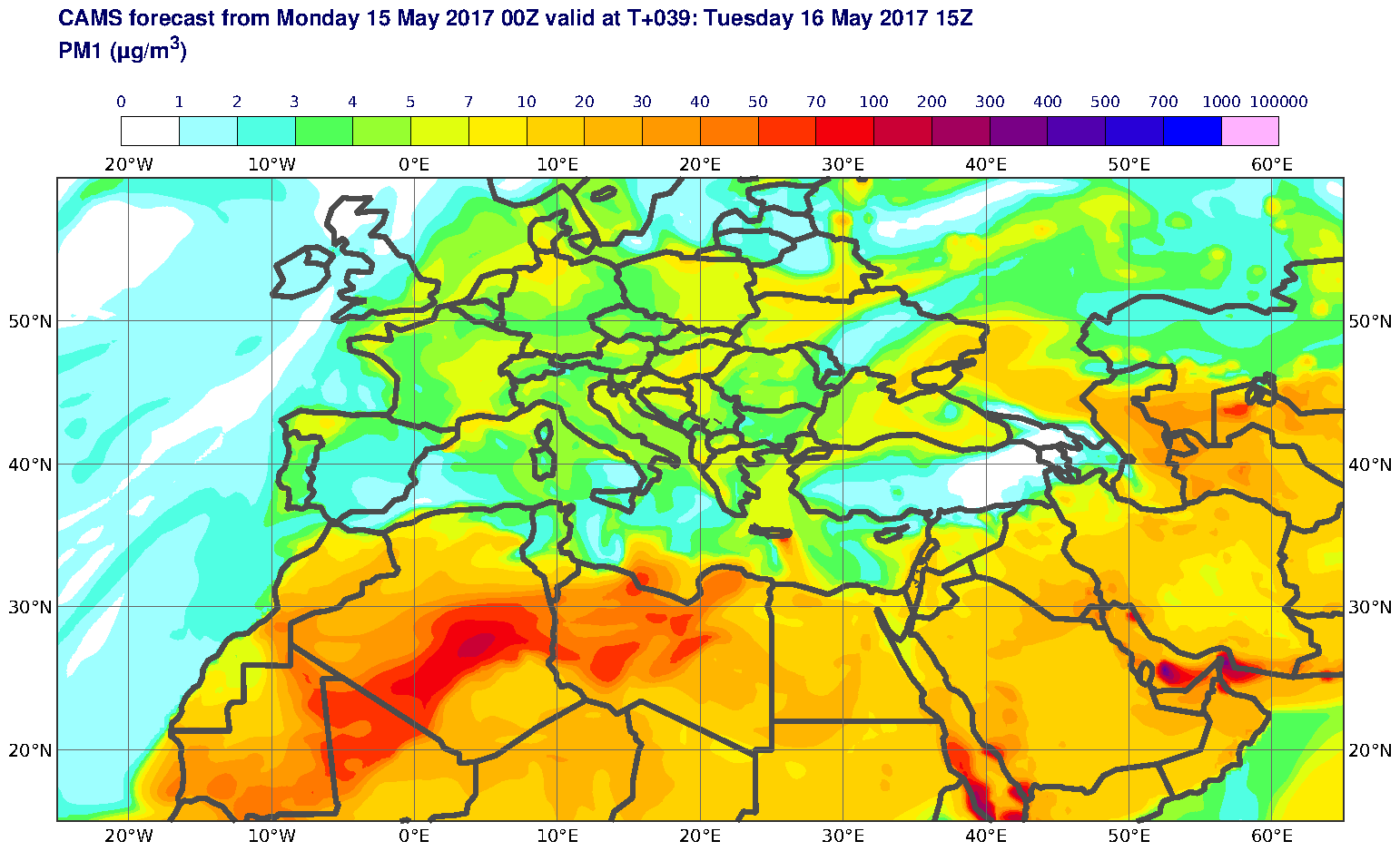 PM1 (μg/m3) valid at T39 - 2017-05-16 15:00