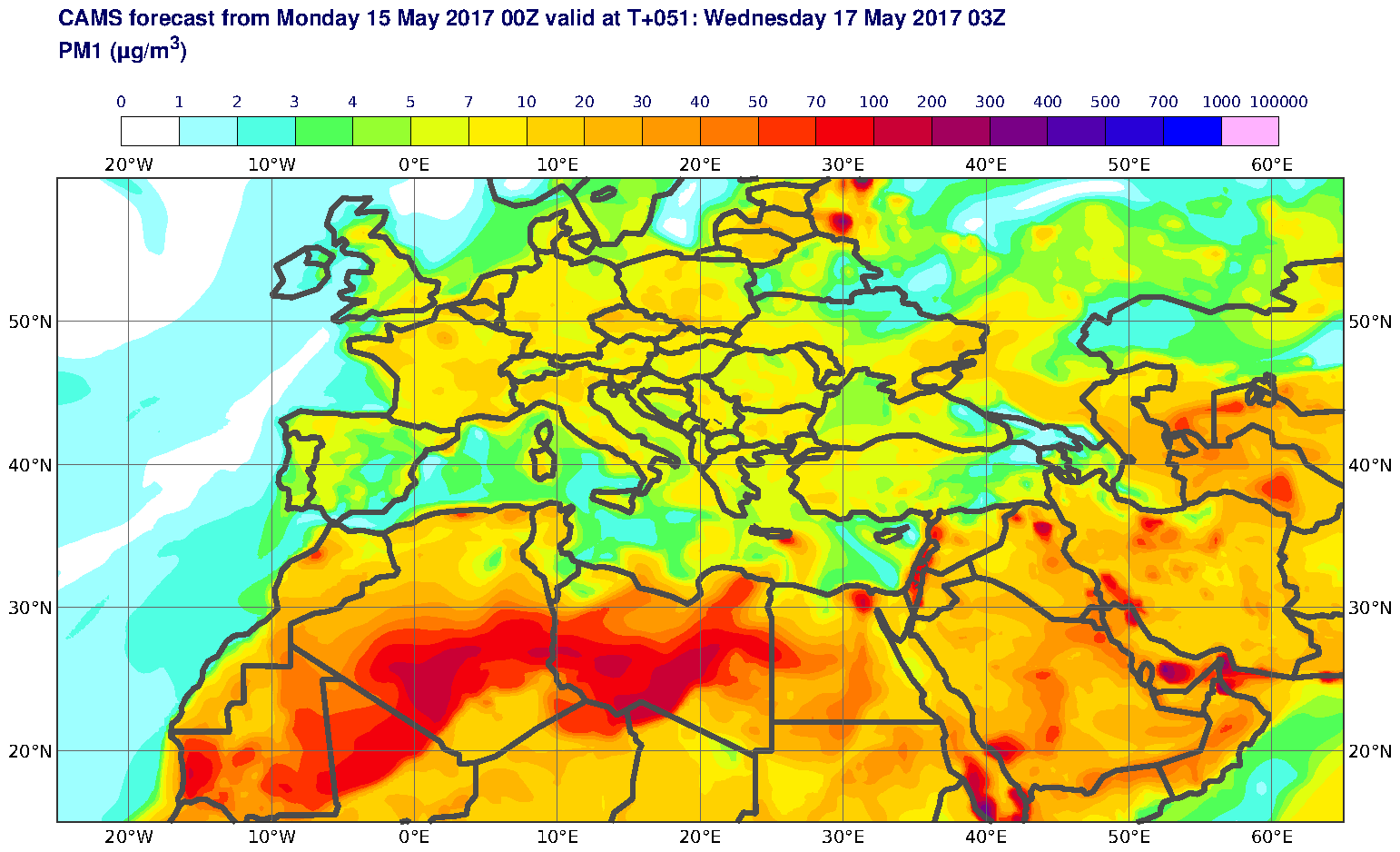 PM1 (μg/m3) valid at T51 - 2017-05-17 03:00