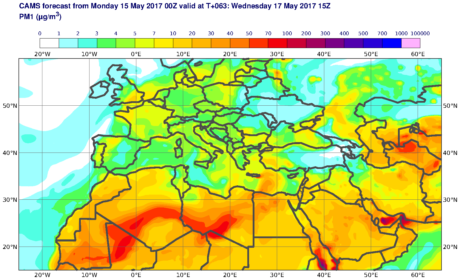 PM1 (μg/m3) valid at T63 - 2017-05-17 15:00