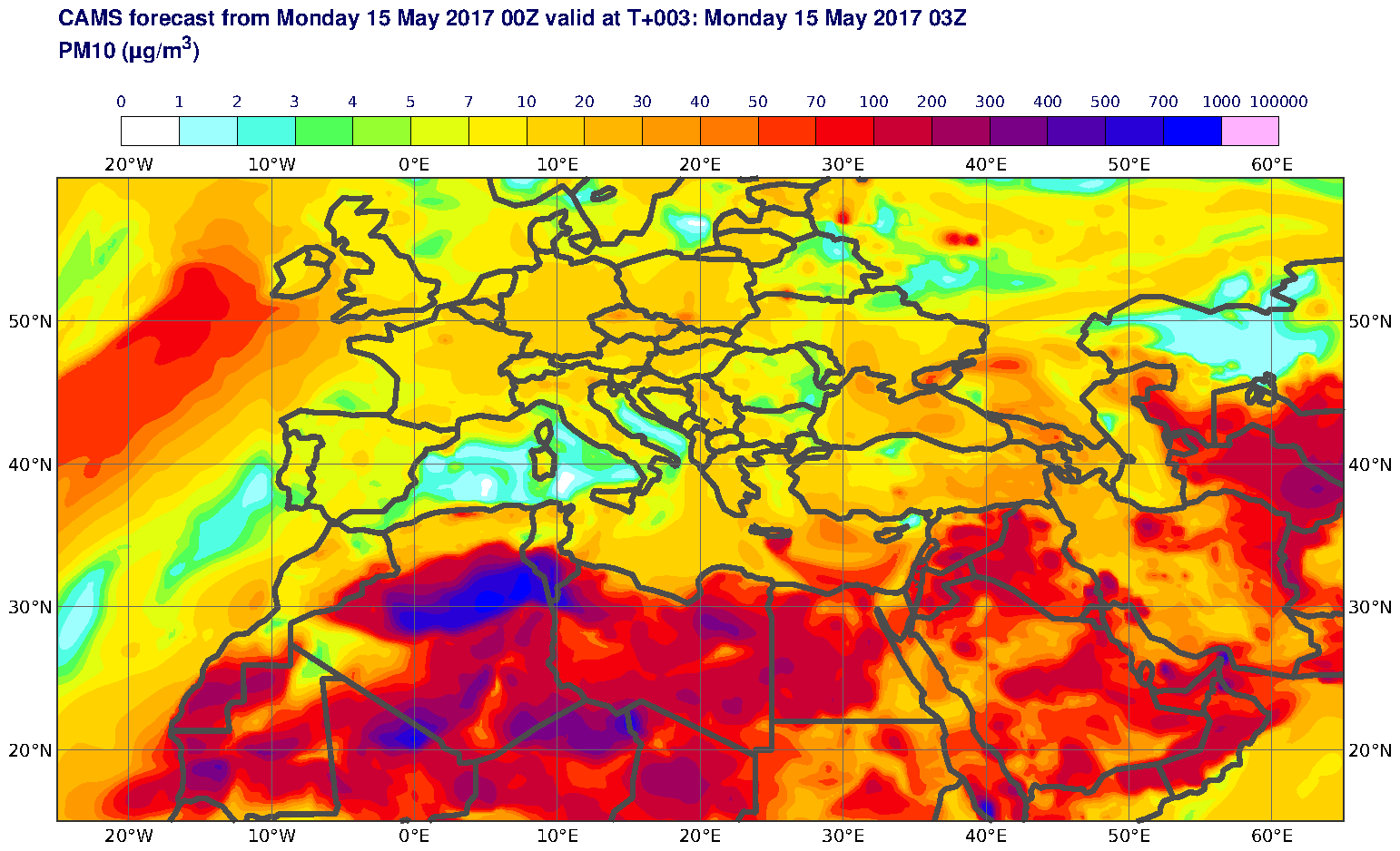 PM10 (μg/m3) valid at T3 - 2017-05-15 03:00