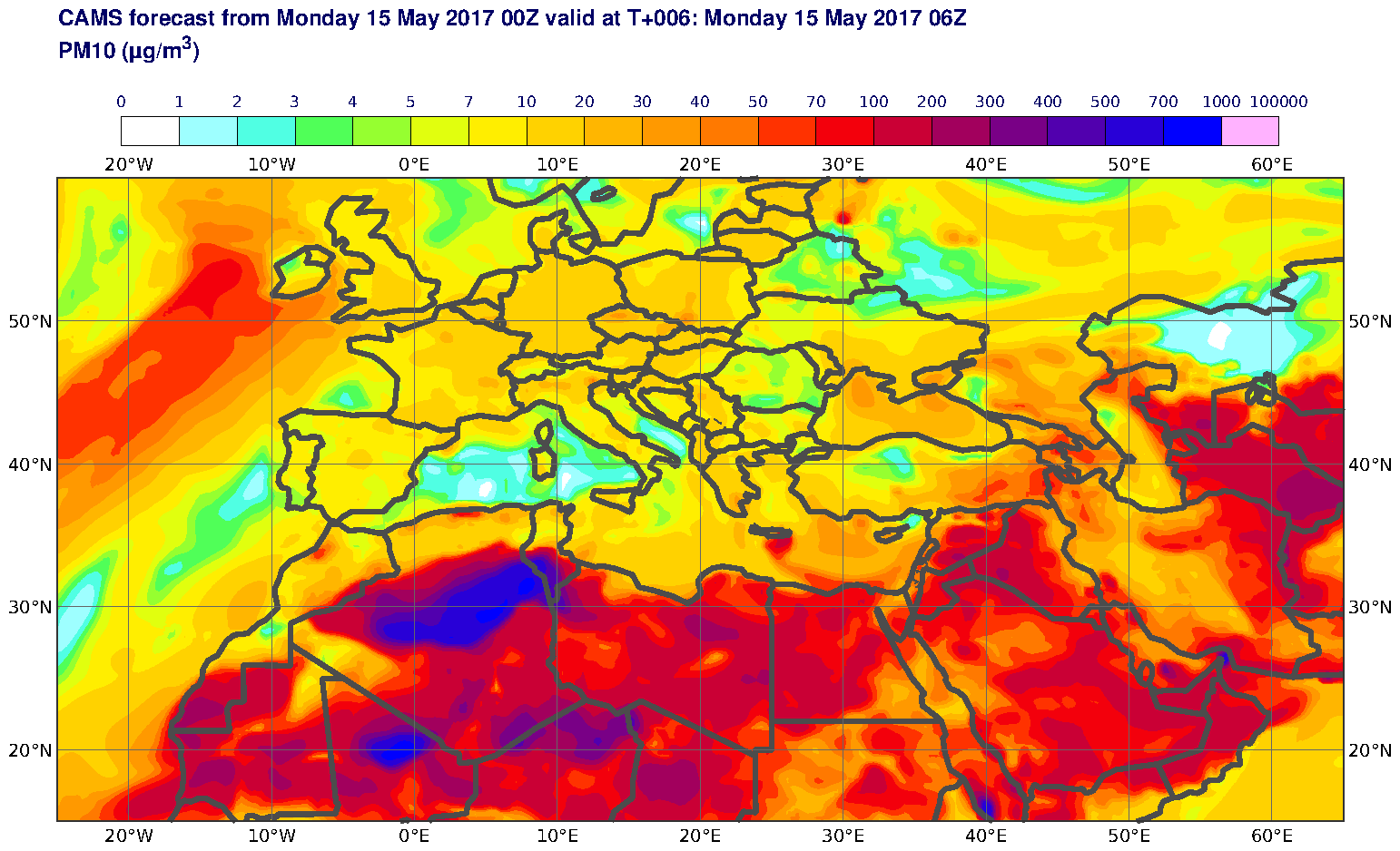 PM10 (μg/m3) valid at T6 - 2017-05-15 06:00