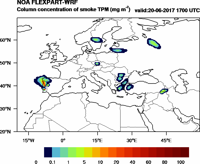 Column concentration of smoke TPM - 2017-06-20 17:00