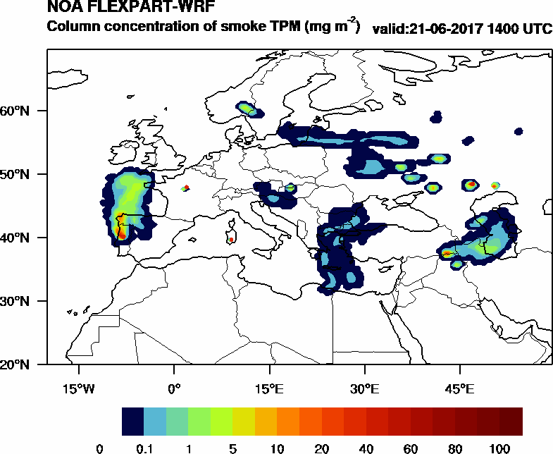 Column concentration of smoke TPM - 2017-06-21 14:00