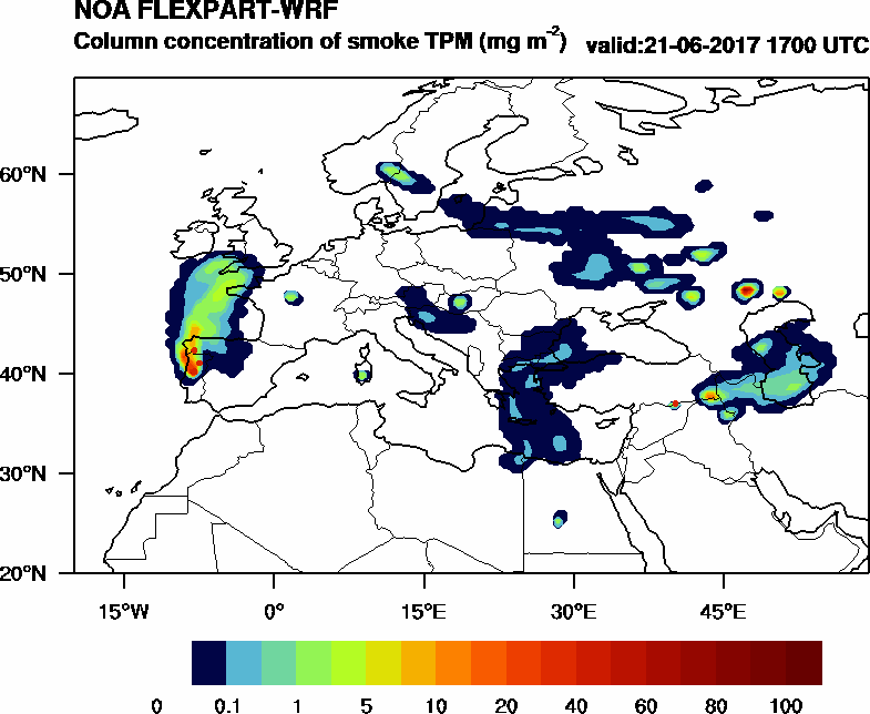 Column concentration of smoke TPM - 2017-06-21 17:00