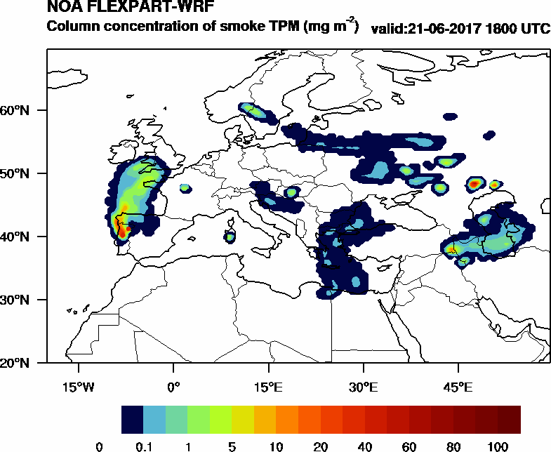 Column concentration of smoke TPM - 2017-06-21 18:00