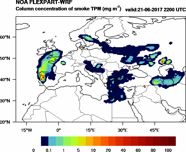 Column concentration of smoke TPM - 2017-06-21 22:00