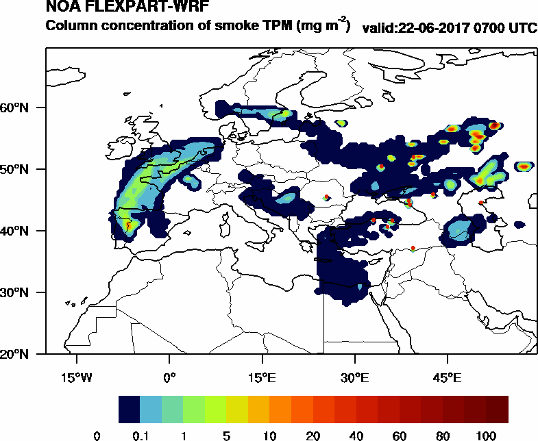 Column concentration of smoke TPM - 2017-06-22 07:00