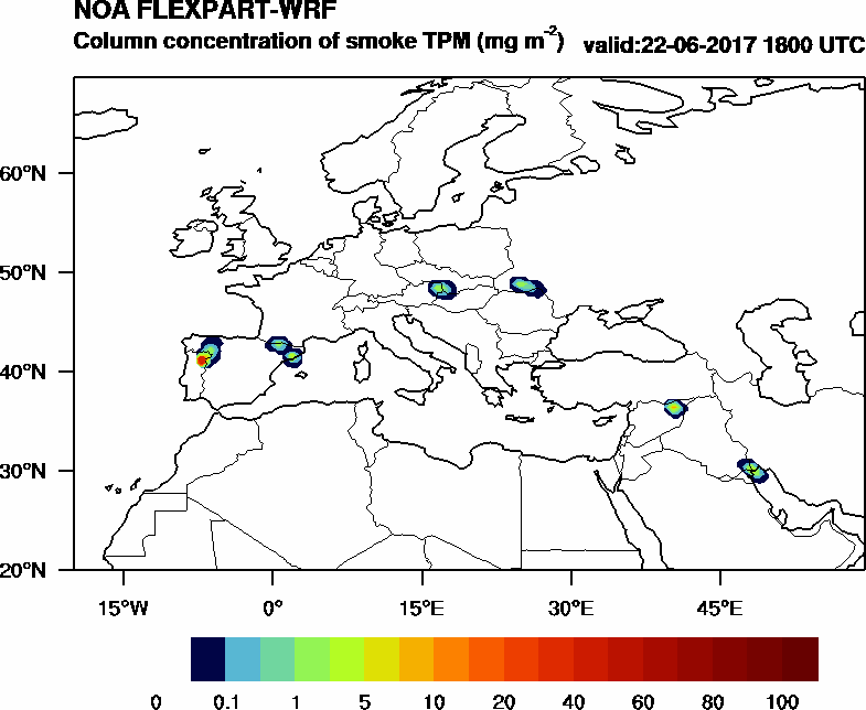 Column concentration of smoke TPM - 2017-06-22 18:00
