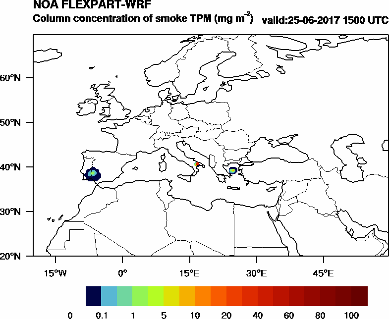 Column concentration of smoke TPM - 2017-06-25 15:00
