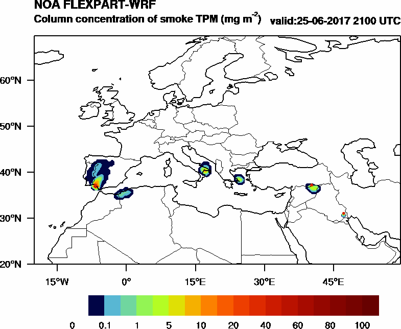 Column concentration of smoke TPM - 2017-06-25 21:00