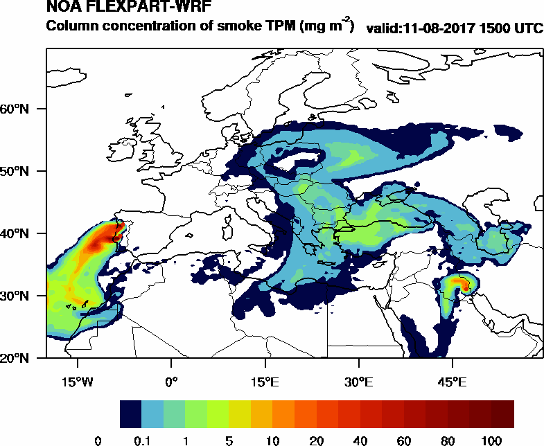 Column concentration of smoke TPM - 2017-08-11 15:00