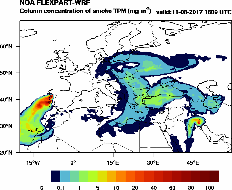 Column concentration of smoke TPM - 2017-08-11 18:00