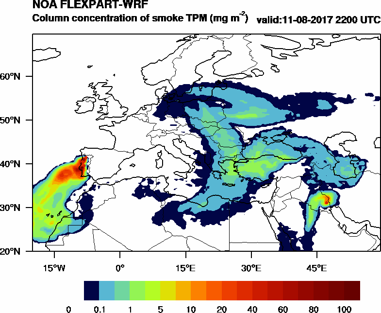 Column concentration of smoke TPM - 2017-08-11 22:00