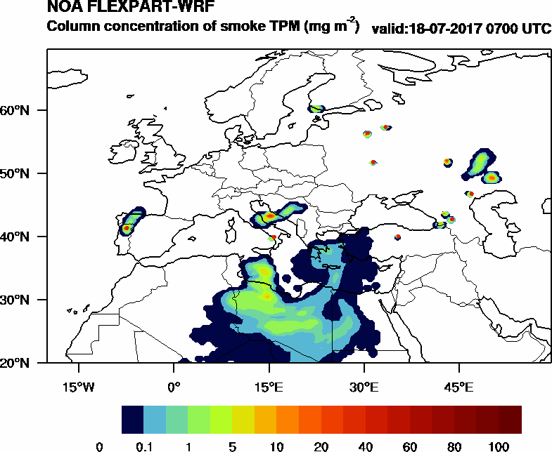 Column concentration of smoke TPM - 2017-07-18 07:00