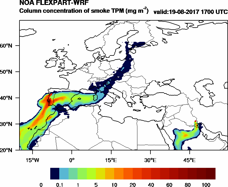 Column concentration of smoke TPM - 2017-08-19 17:00