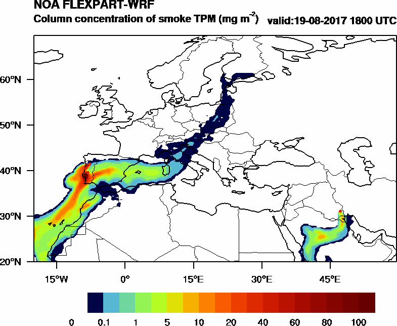 Column concentration of smoke TPM - 2017-08-19 18:00