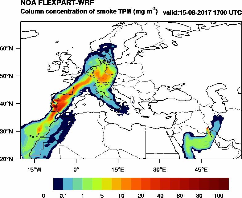 Column concentration of smoke TPM - 2017-08-15 17:00