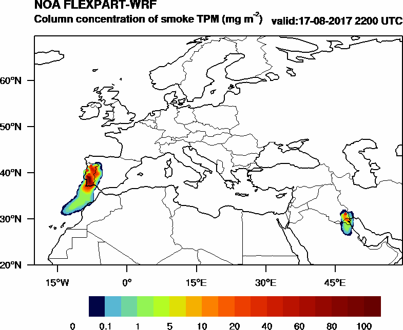 Column concentration of smoke TPM - 2017-08-17 22:00