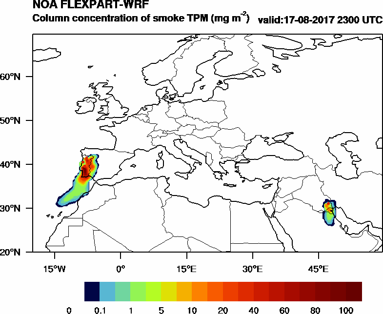 Column concentration of smoke TPM - 2017-08-17 23:00