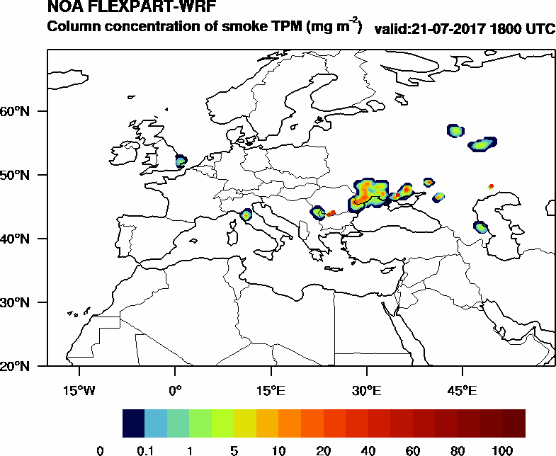 Column concentration of smoke TPM - 2017-07-21 18:00