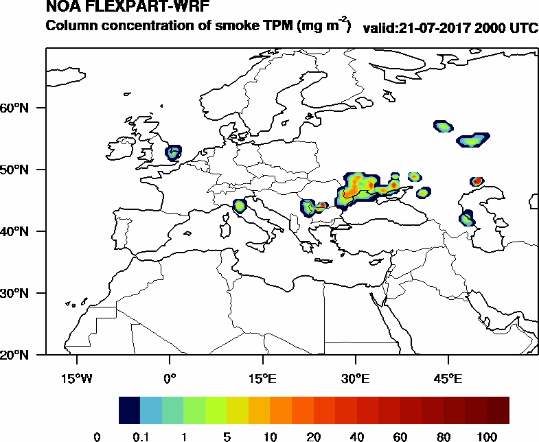 Column concentration of smoke TPM - 2017-07-21 20:00