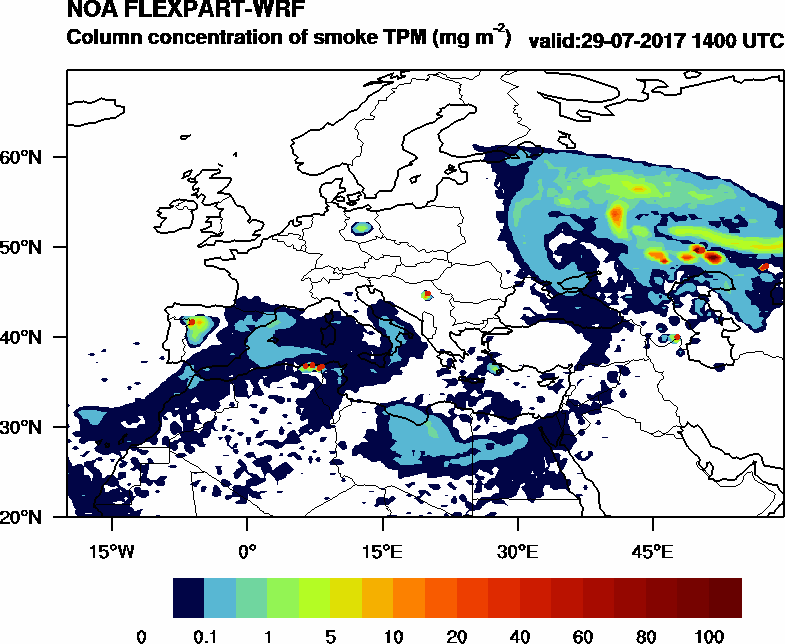 Column concentration of smoke TPM - 2017-07-29 14:00