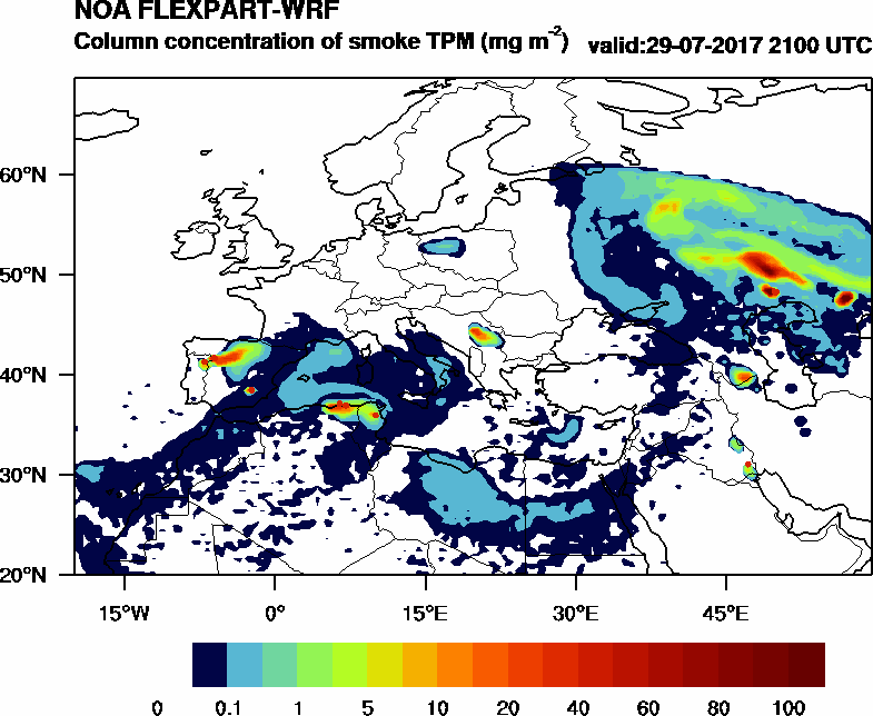 Column concentration of smoke TPM - 2017-07-29 21:00