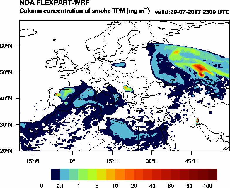 Column concentration of smoke TPM - 2017-07-29 23:00