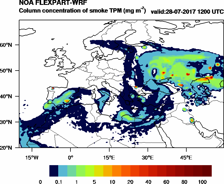 Column concentration of smoke TPM - 2017-07-28 12:00