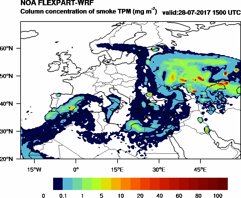 Column concentration of smoke TPM - 2017-07-28 15:00