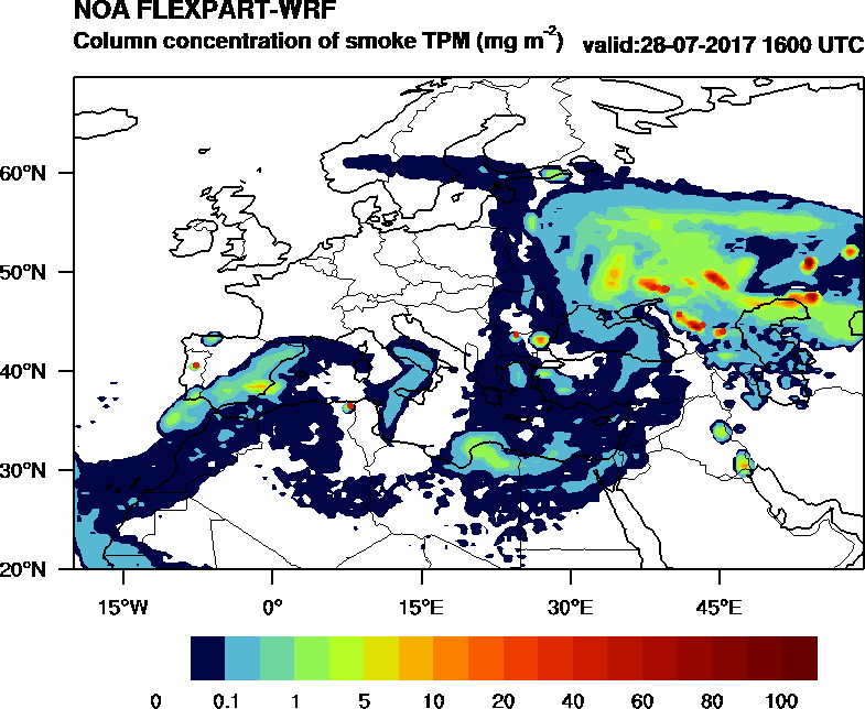 Column concentration of smoke TPM - 2017-07-28 16:00