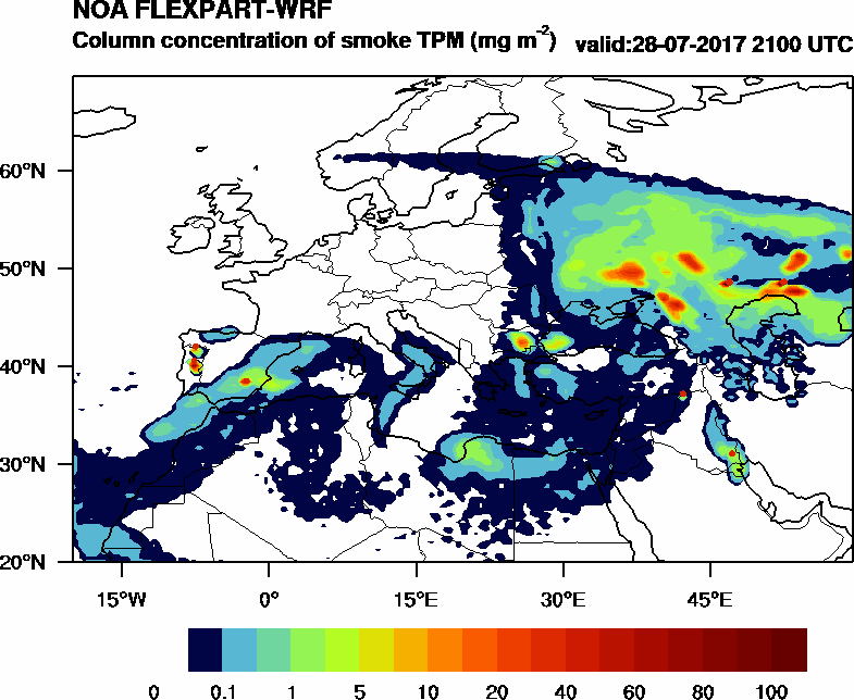 Column concentration of smoke TPM - 2017-07-28 21:00