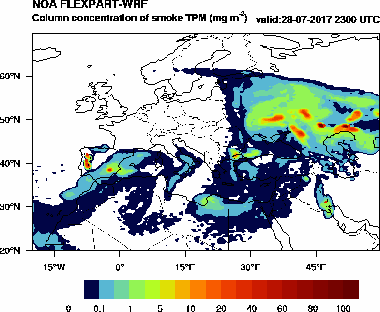 Column concentration of smoke TPM - 2017-07-28 23:00