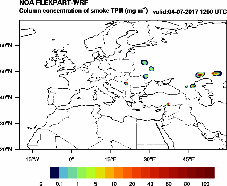 Column concentration of smoke TPM - 2017-07-04 12:00