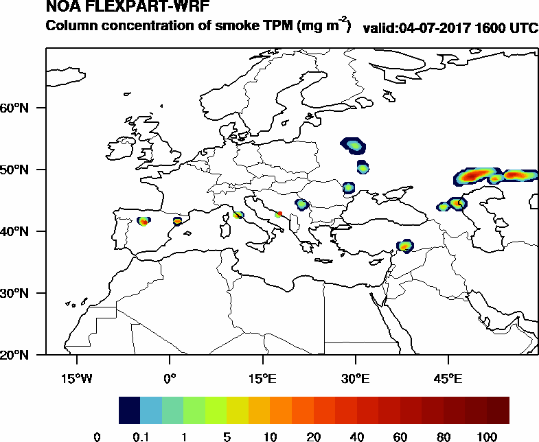 Column concentration of smoke TPM - 2017-07-04 16:00