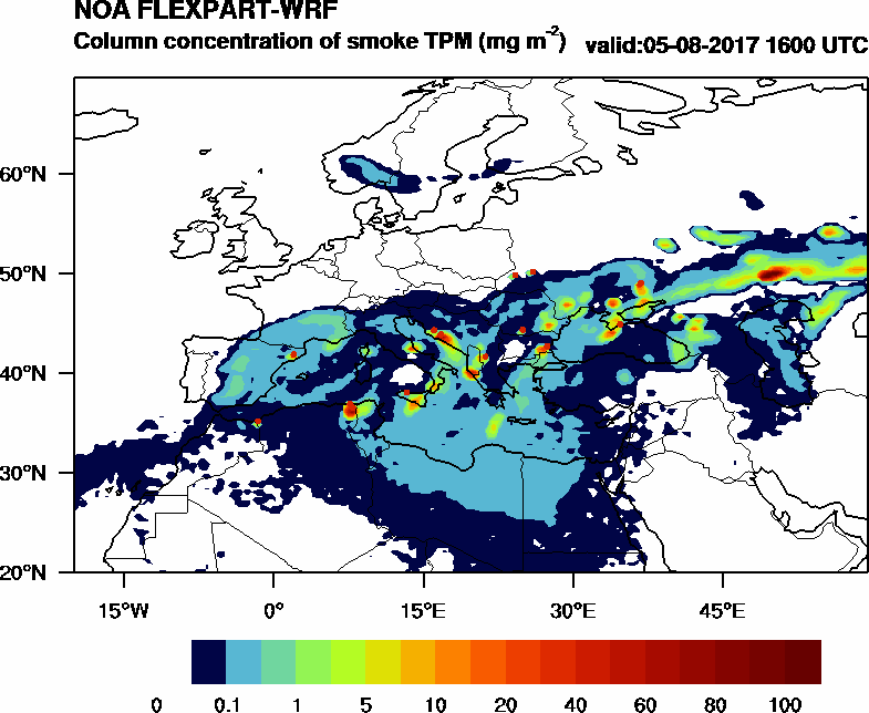 Column concentration of smoke TPM - 2017-08-05 16:00