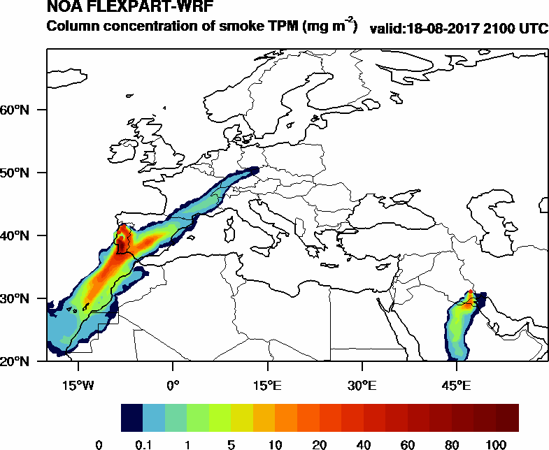 Column concentration of smoke TPM - 2017-08-18 21:00