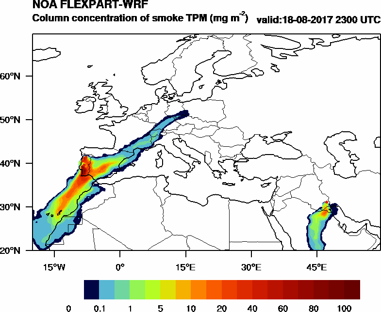 Column concentration of smoke TPM - 2017-08-18 23:00