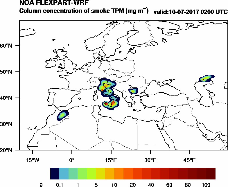 Column concentration of smoke TPM - 2017-07-10 02:00